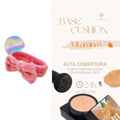 ECORINCIA BASE CUSHION VITAMINA C TONO 130 + VINCHA DE REGALO