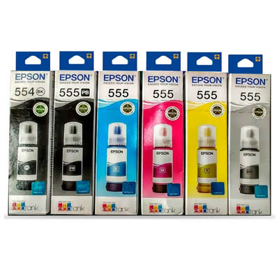 EPSON KIT TINTA X6 T555 T554 ORIGINAL L8160 L8180 PACK