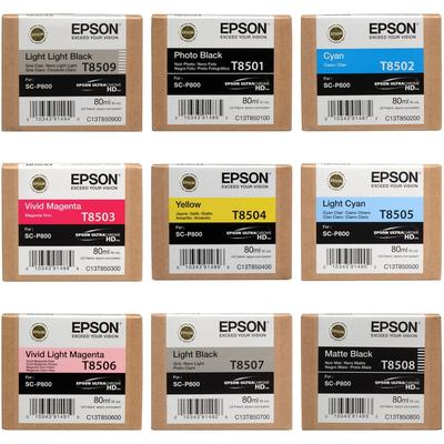 EPSON SET DE CARTUCHOS TINTA T850 ULTRACHROME HD 9 COLORES