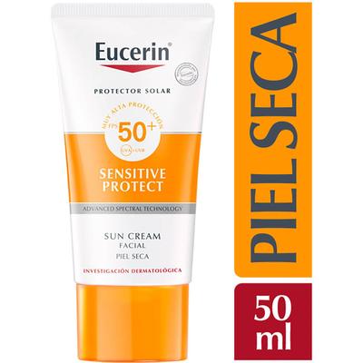 EUCERIN PROTECTOR SOLAR FACIAL SENSITIVE PROTECT PIEL SECA FPS 50+ 50 ML