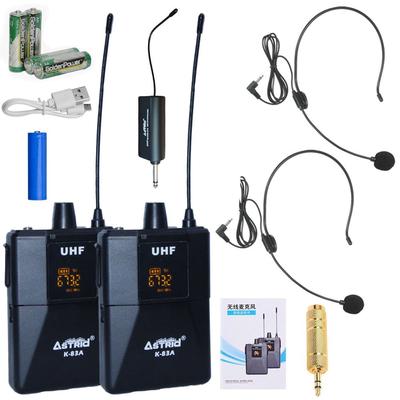 GENERICO KIT DOBLE MICROFONO WINCHA UHF INALAMBRICO 6.5MM 3.5MM ASTRID K83A