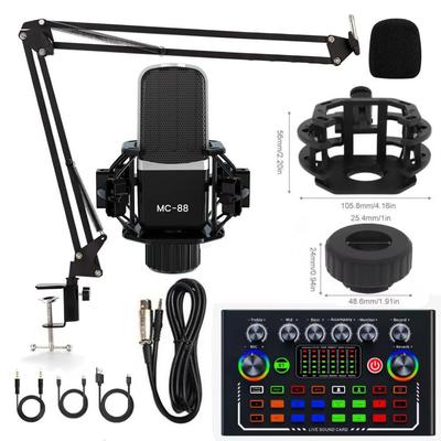 GENERICO KIT MICROFONO CONDENSADOR STUDIO PC MODELO MC-88 TARJETA DE SONIDO
