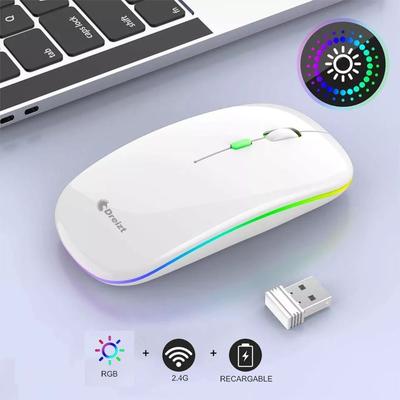 GENERICO MOUSE INALAMBRICO RECARGABLE CON ILUMINACION LED RGB GR270025 DREIZT BLANCO