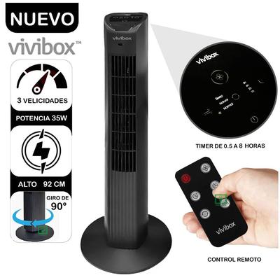 GENERICO VENTILADOR TORRE Q1 35 WATTS AIRE VIVIBOX 92CM NEGRO CONTROL REMOTO