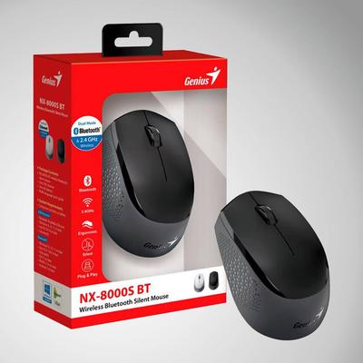 GENIUS MOUSE NX 8000S BT WIRELESS/BLUETOOTH BLUEEYE SILENT ERGONOMICO BLACK