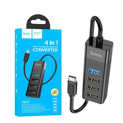 HOCO ADAPTADOR HB25 CONVERTIDOR 4 EN 1 (USB A USB 3.0 USB2.0) NEGRO