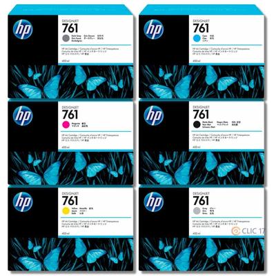 HP KIT TINTA 761 400ML AMARILLO MAGENTA CYAN DARK GRAY MATE BLACK CM991A CM992A CM993A CM994A CM995A CM996A