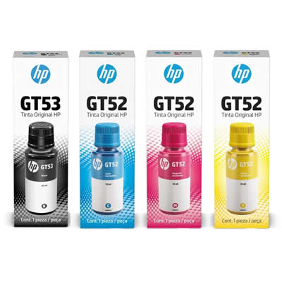 HP KIT TINTA NEGRO GT52 GT53 CYAN MAGENTA AMARILLO PACK