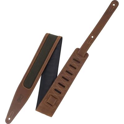 IMPORTADO GATOR VOYAGER PRO GUITAR STRAP (BROWN WITH GREEN WAXED CANVAS WINDOW)