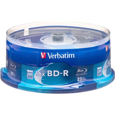 IMPORTADO VERBATIM BD-R BLU-RAY 25GB 16X (PAQUETE DE 25) HASTA VELOCIDAD ESCRITURA- MAS DOS HOR
