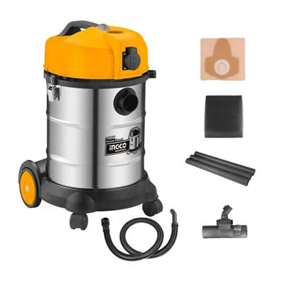 INGCO ASPIRADORA POLVO Y AGUA 30 LITROS CAPACIDAD HOTELES VC14301