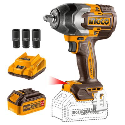 INGCO LLAVE DE IMPACTO 850NM + BATERIA 4AH Y CARGADOR INGCO CIWLI20851-FBCPK1214