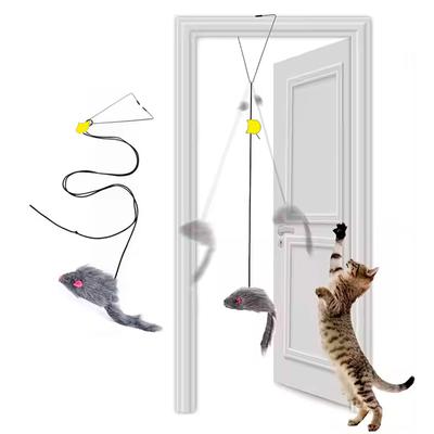 JUGUETE PARA GATOS TIRA ELASTICA CON PERICOTE SUJETADOR DE PUERTAS Y OTROS