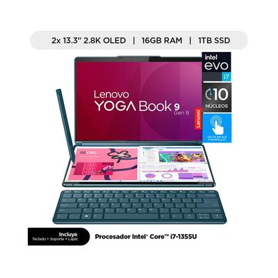 LAPTOP 2 EN 1 LENOVO YOGA BOOK 9I DE X 13.3" PANTALLA TACTIL INTEL CORE I7-1355U (13VA GEN) 10 NUCLEOS 16GB RAM DISCO SOLIDO 1TB MODELO 82YQ000CLM I7 SSD