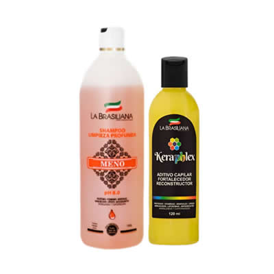 LA BRASILEÑA SHAMPOO ANTIRESIDUOS MENO 500ML + ADITIVO KERAPLEX FORT Y RESTAUR 120ML
