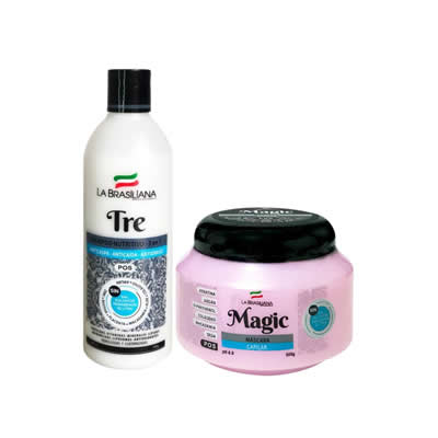 LA BRASILEÑA SHAMPOO TRE 3 EN 1 SIN SAL + MASCARA CAP MAGIC POS RECONST 500ML