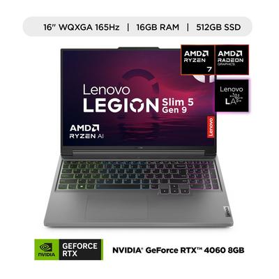 LENOVO LAPTOP NB LEG SLIM5 16AHP9 R7-8845HS 16" 16GB RAM 512GB SSD RTX4060 W11 LUNA GREY 83DH007SLM R7