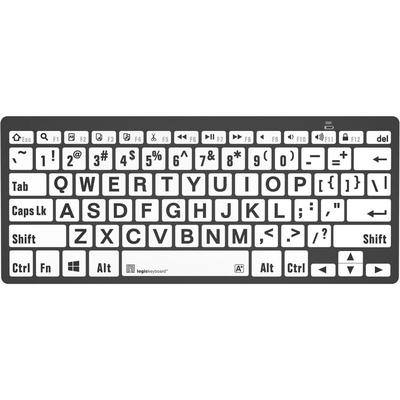 LOGICKEYBOARD TECLADO MINI BLUETOOTH LARGEPRINT NEGRO SOBRE BLANCO WINDOWS INGLES DE EEUU