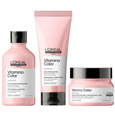 L'OREAL PROFESSIONNEL SHAMPOO 300ML + ACONDICIONADOR + MASCARILLA L'OREAL VITAMINO COLOR