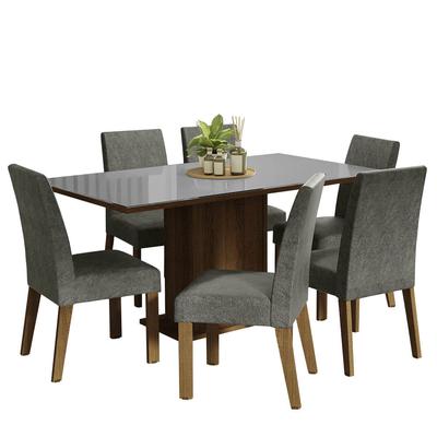 MADESA JUEGO DE COMEDOR ALEXIS CON 6 SILLAS MARRON/GRIS/PLATA