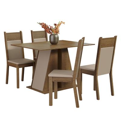 MADESA JUEGO DE COMEDOR ANGEL CON 4 SILLAS MARRON/CREMA/BEIGE