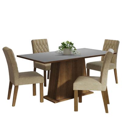 MADESA JUEGO DE COMEDOR ASHLEY CON 4 SILLAS MARRON/GRIS/IMPERIAL