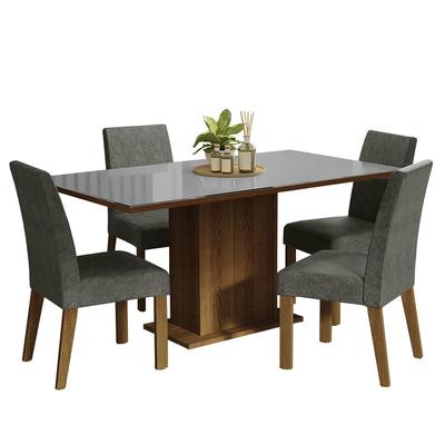 MADESA JUEGO DE COMEDOR AVRIL CON 4 SILLAS MARRON/GRIS/PLATA