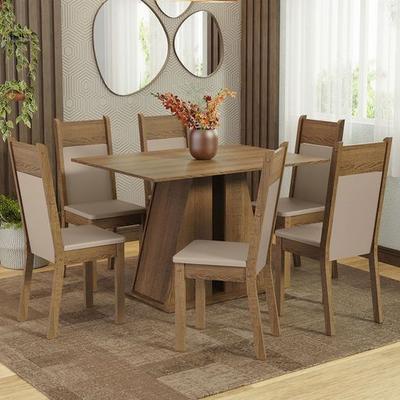 MADESA JUEGO DE COMEDOR BEVERLY CON 6 SILLAS MARRON/BEIGE