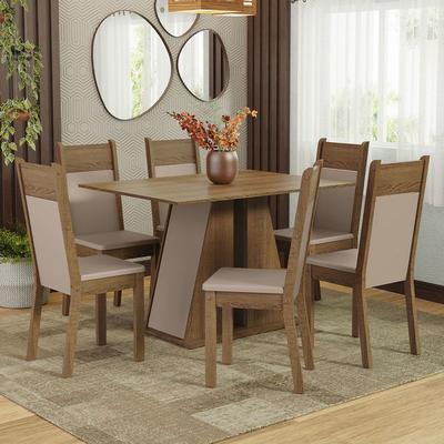 MADESA JUEGO DE COMEDOR BEVERLY CON 6 SILLAS MARRON/CREMA/BEIGE