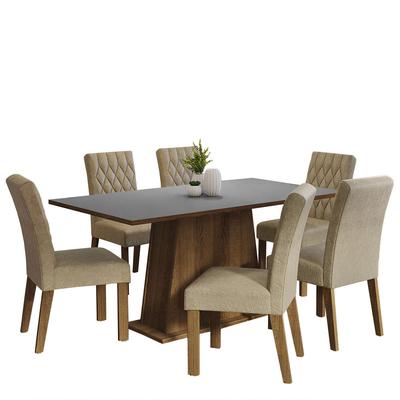 MADESA JUEGO DE COMEDOR BRITNEY CON 6 SILLAS MARRON/GRIS/IMPERIAL