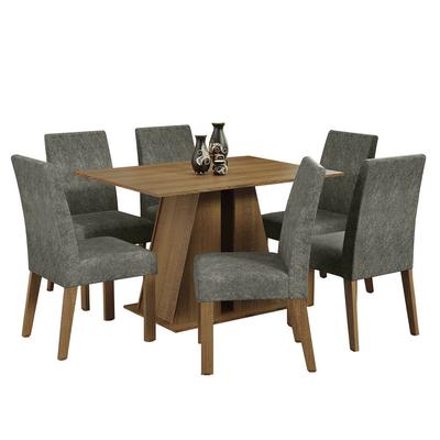 MADESA JUEGO DE COMEDOR CHERYL CON 6 SILLAS MARRON/PLATA