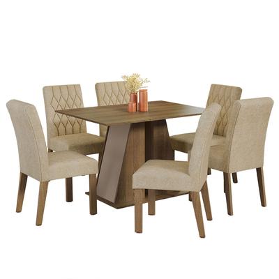 MADESA JUEGO DE COMEDOR FABIANA CON 6 SILLAS MARRON/CREMA/IMPERIAL