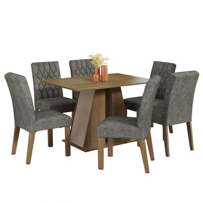 MADESA JUEGO DE COMEDOR FABIANA CON 6 SILLAS MARRON/CREMA/PLATA