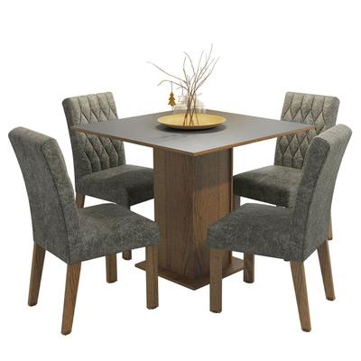 MADESA JUEGO DE COMEDOR LIVIA CON 4 SILLAS MARRON/GRIS/PLATA