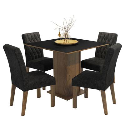 MADESA JUEGO DE COMEDOR LIVIA CON 4 SILLAS MARRON/OXFORD
