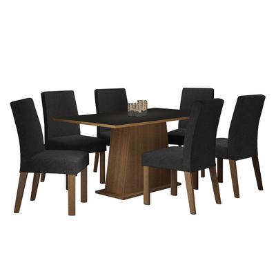 MADESA JUEGO DE COMEDOR LUCIANA CON 6 SILLAS MARRON//OXFORD
