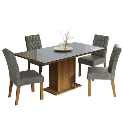 MADESA JUEGO DE COMEDOR MARILIA CON 4 SILLAS MARRON/GRIS/PLATA