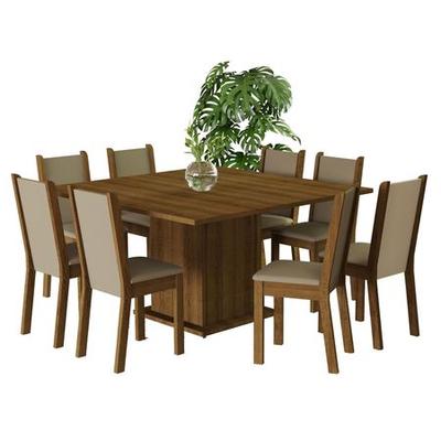 MADESA JUEGO DE COMEDOR MARISA CON 8 SILLAS MARRON/CREMA/BEIGE