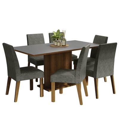 MADESA JUEGO DE COMEDOR RENATA CON 6 SILLAS MARRON/GRIS/PLATA