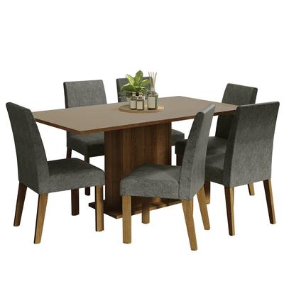 MADESA JUEGO DE COMEDOR RENATA CON 6 SILLAS MARRON/PLATA