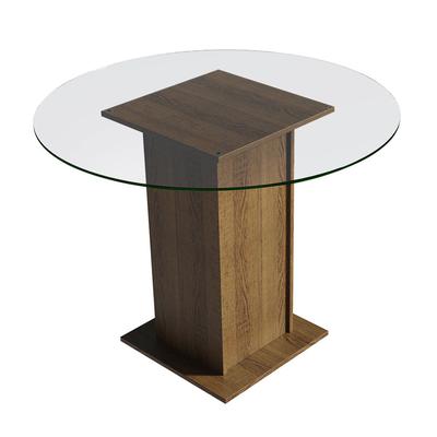 MADESA MESA DE COMEDOR REDONDA CON ENCIMERA DE VIDRIO 4 PUESTOS 5324