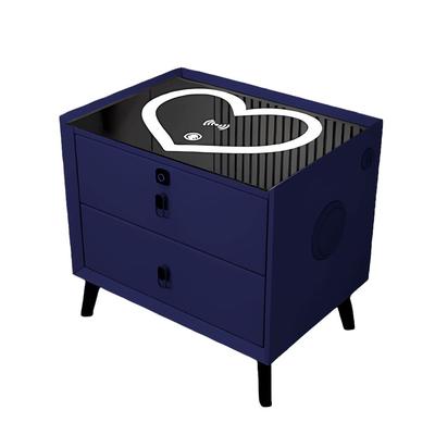 MESA DE NOCHE SMART CORAZON CON 2 CAJONES AZUL OSCURO