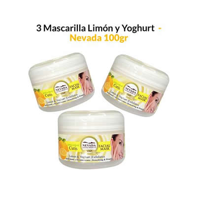 NEVADA NATURAL PRODUCTS MASCARILLA PRODUCTS 100G ACLARADOR FACIAL LIMON Y YOGURT 3 UNIDADES