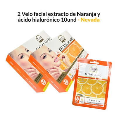NEVADA NATURAL PRODUCTS MASCARILLA PRODUCTS PACK 2 VELO FACIAL EXTRACTO NARANJA Y ?CIDO HIALURONICO 10 UNID