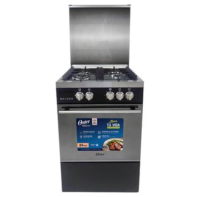 OSTER COCINA DE PIE A GAS 4 QUEMADORES BLACK INOX OS-PGSGGM2404BRGM