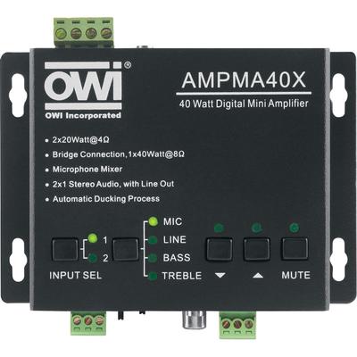 OWI INC. AMPLIFICADOR DIGITAL MINI DE 40 VATIOS AMPMA40X CON MEZCLADOR MICROFONO Y ECUALIZADOR