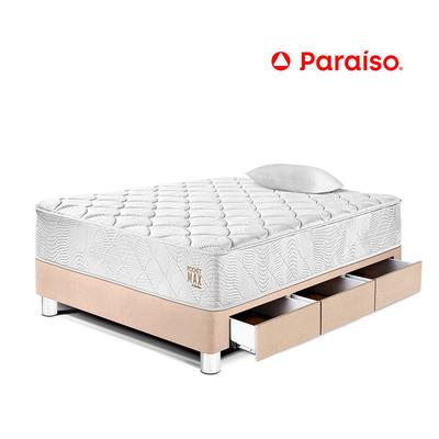 PARAISO CAMA POCKET MAX 1.5 PLAZAS CON CAJONES CHAMPAGNE