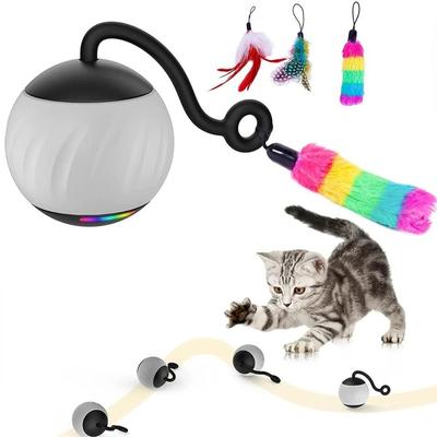 PELOTA INTELIGENTE PARA GATOS JUGUETE INTERACTIVO GIRATORIO LED 360 GRADOS