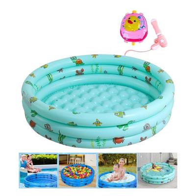 PISCINA INFLABLE GRANDE MUNDO MARINO XXL VERDE +CHISGUETE MOCHILA PATITO