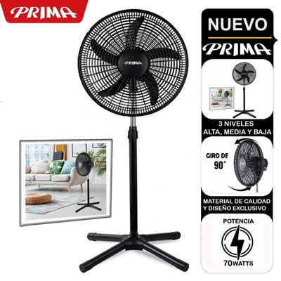 PRIMA VENTILADOR DE PIE P 70 WATTS PEDESTAL 18" 3 VELOCIDADES YL1805